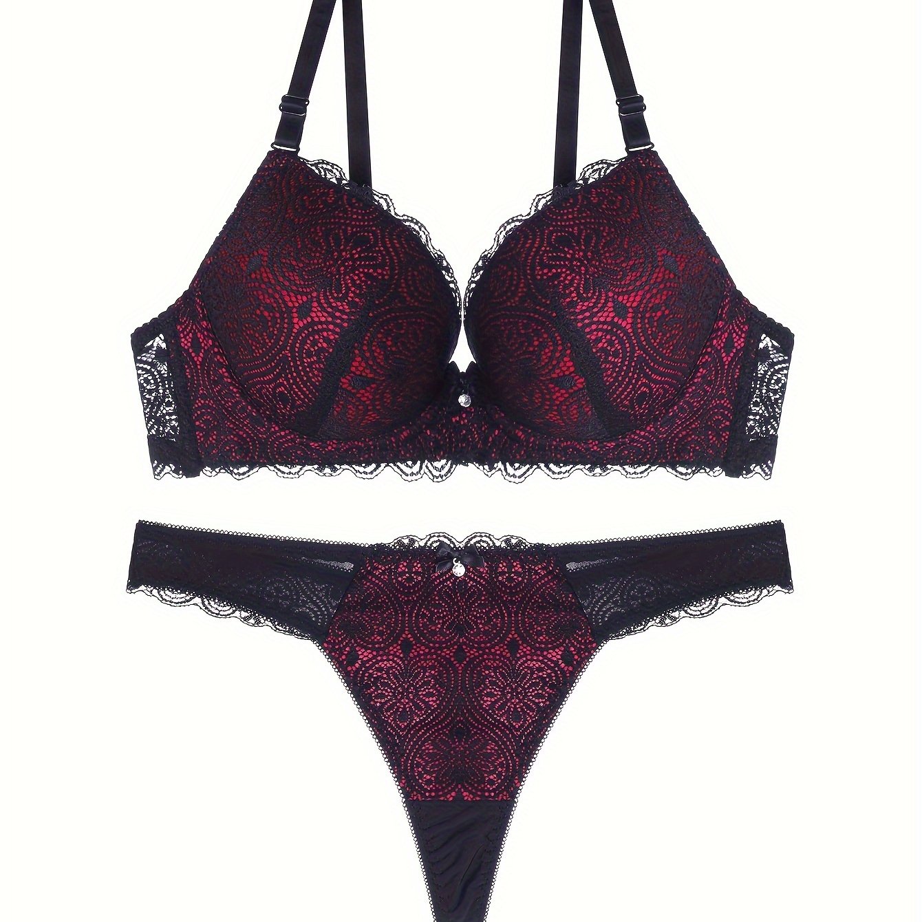 Lace bralet va ichki shimlar vs. ko'taruvchi bralet, bog'ich va rangli blokli thong to'plami ayollar uchun.