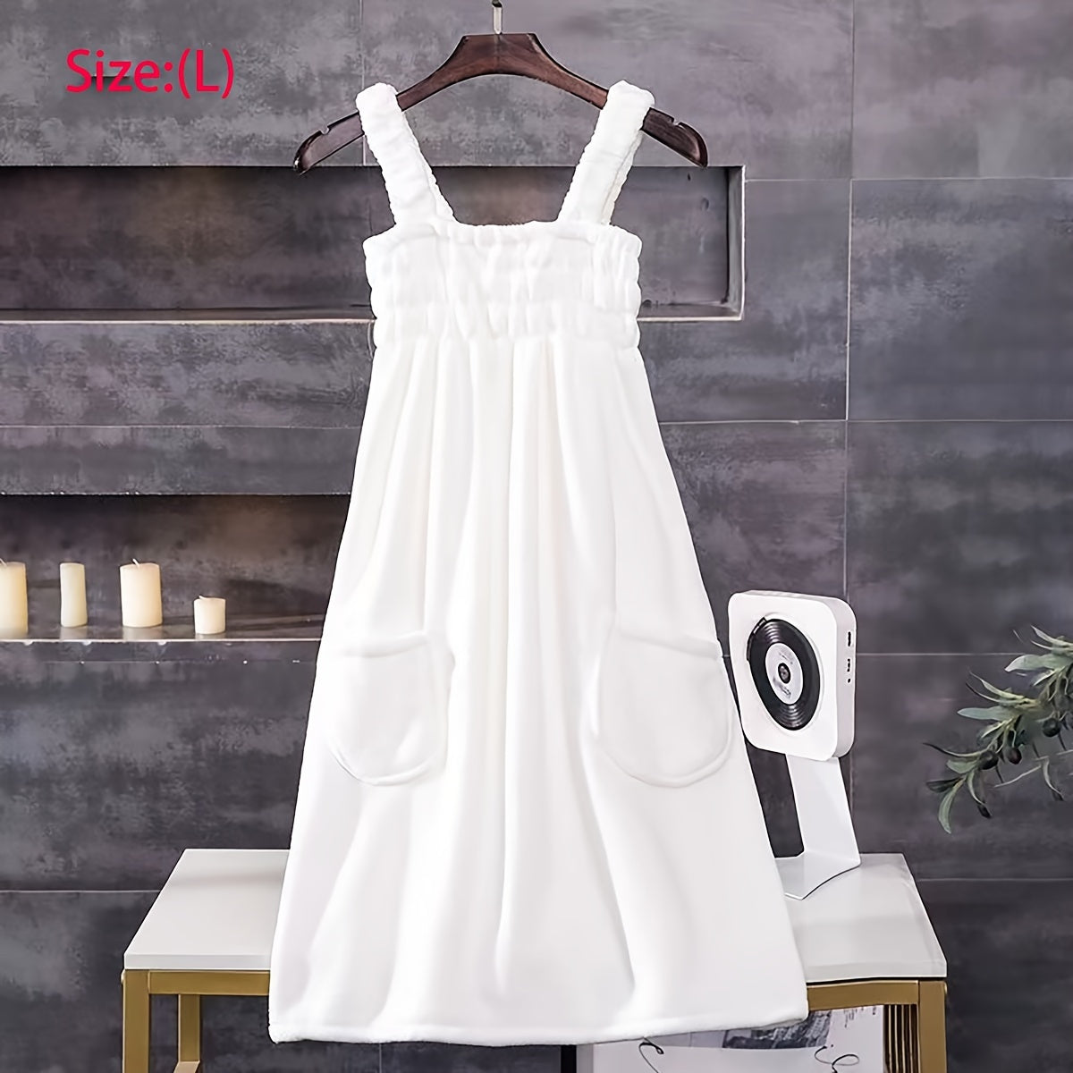 Absorbent Quick-Drying Bath Towel with Pockets for Women Spa Bathroom Bedroom