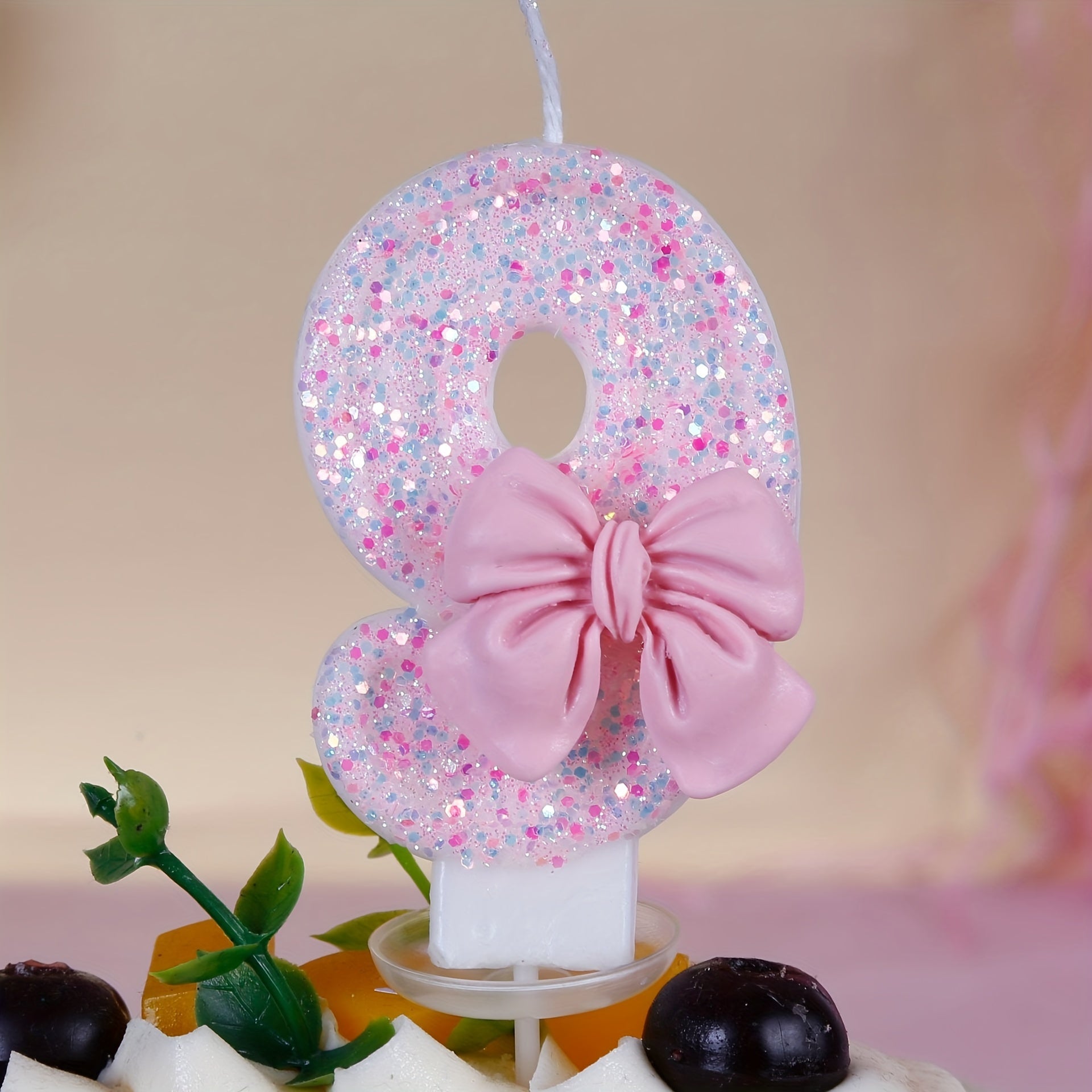Pink Number 0-9 Birthday Candle for Girl's Cake Decorations