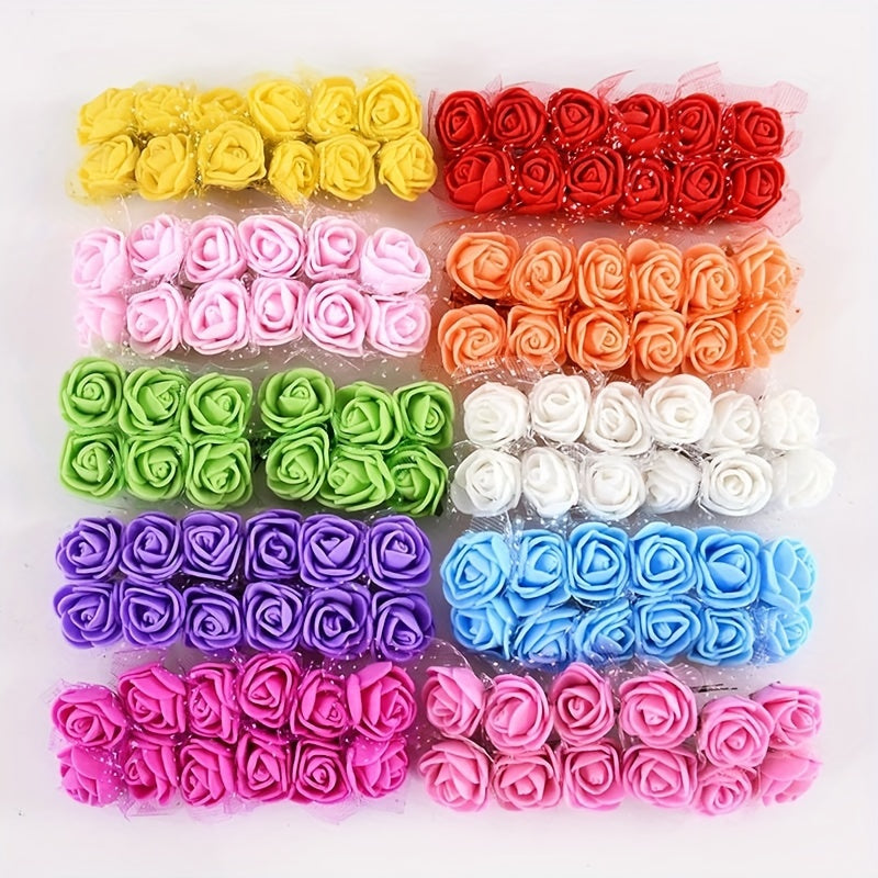 144 Mini Foam Rose sun'iy gullar, to'y bezatish uchun, DIY hunarmandchiligi uchun paket