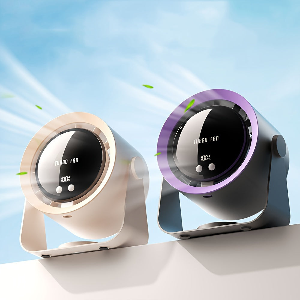 Portable Turbo Fan with USB Rechargeable Battery, Digital Display, Strong Airflow