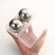 Set of 2 Stainless Steel Ice Cubes Spherical Frozen Whiskey Chilling Stones