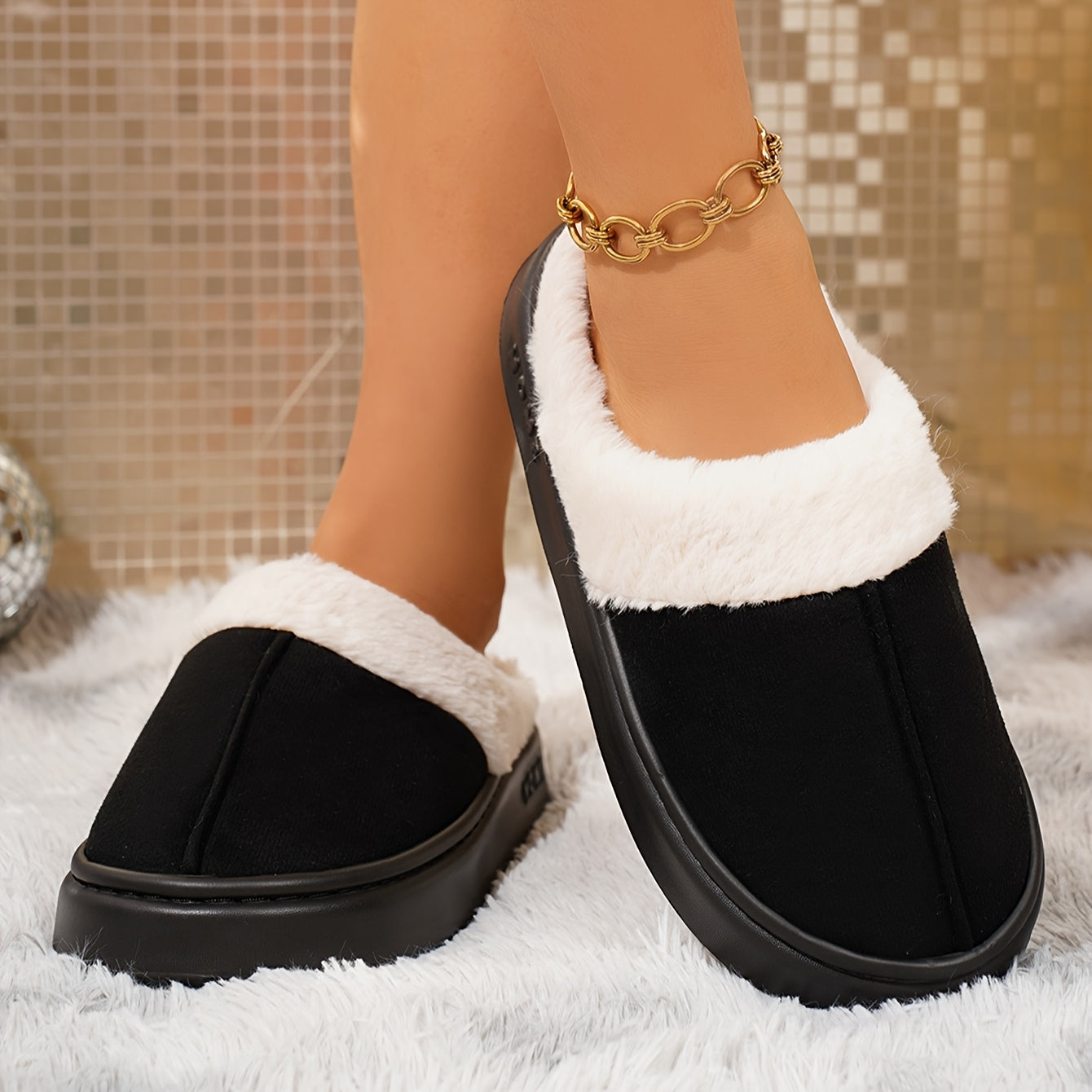 Unisex Cozy Fluffy Slippers for Home, Soft Plush Upper, Comfortable Warmth