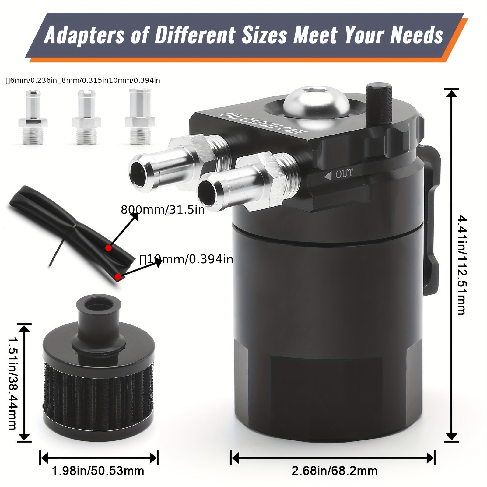 300ml Aluminum Oil Catch Can with Air Filter for Car Modification