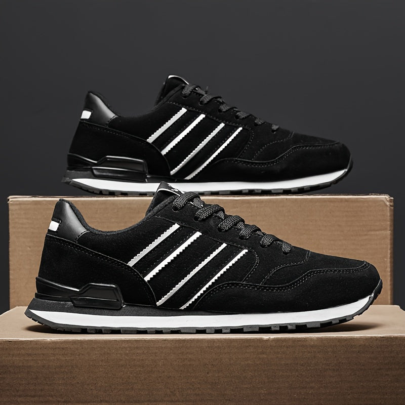 Men's Casual Sneakers All-Season Low Top Lace-Up PU Fabric Solid Color Street Style