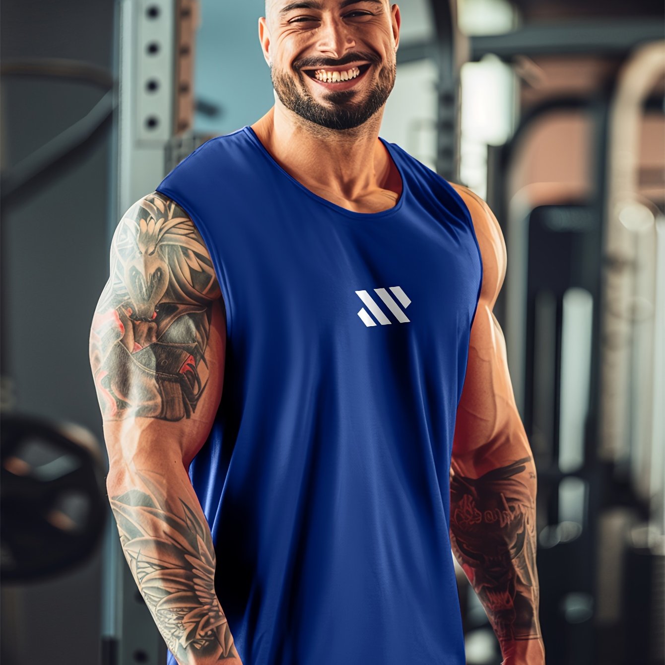 Men's Sleeveless Tank Top with Stripe Pattern Quick Dry Summer Fitness Outdoor Running