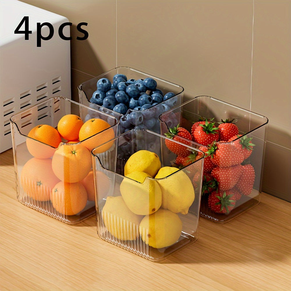 4-Piece Transparent Refrigerator Storage Bins with Lids Food-Safe Organizer for Fruits Vegetables
