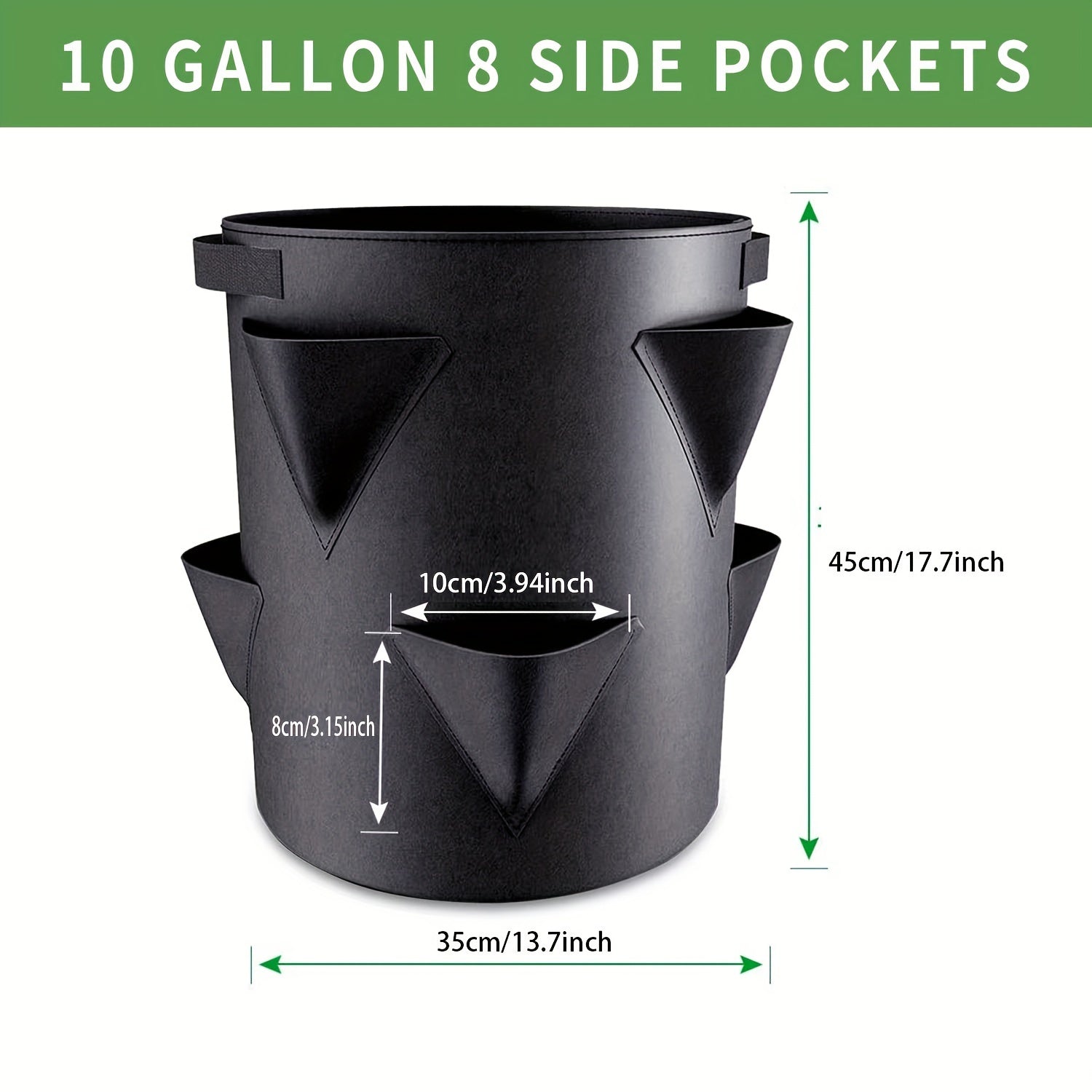 Set of 2 37.85L Strawberry Planting Bags with Window and Handle for Indoor Outdoor Gardening