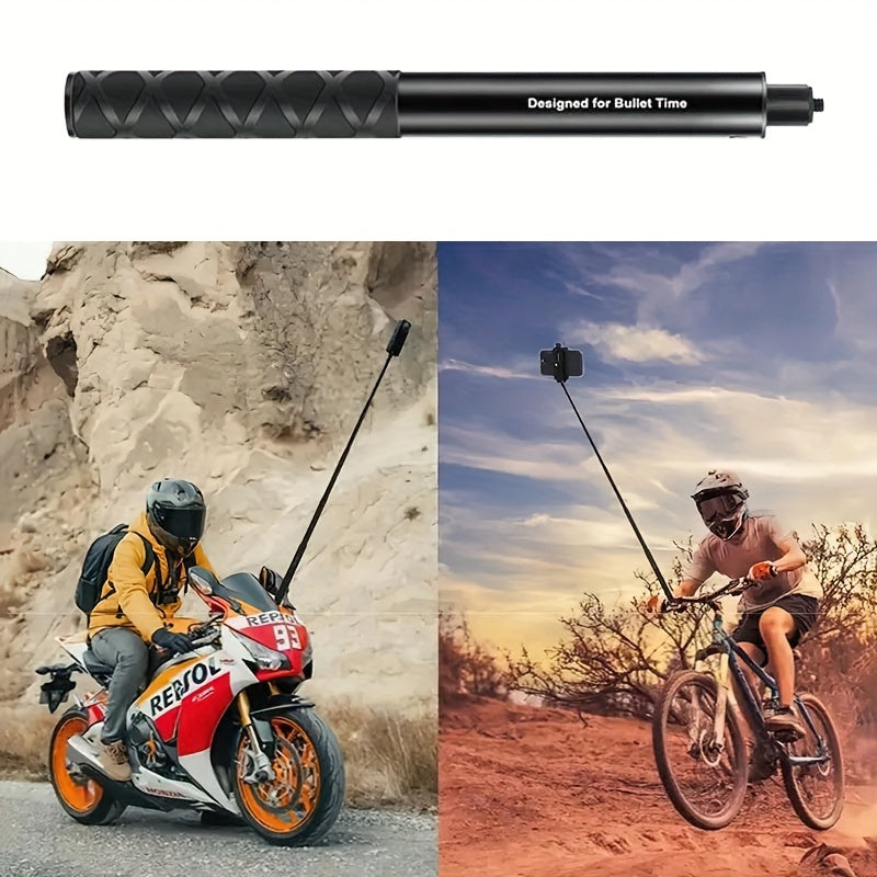 Alüminiy alloy Selfie Stick velosport kamerasi uchun 360 daraja aylanadigan tutqich va tripod bilan