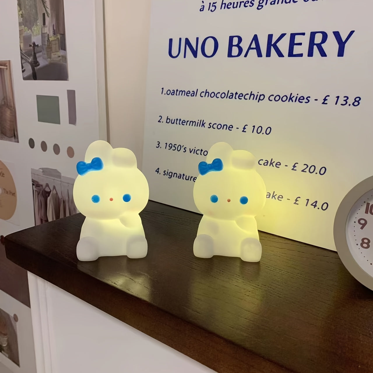 Plastic Asian Style Rabbit Table Lamp with Soft Lighting Battery Operated for Home Decor