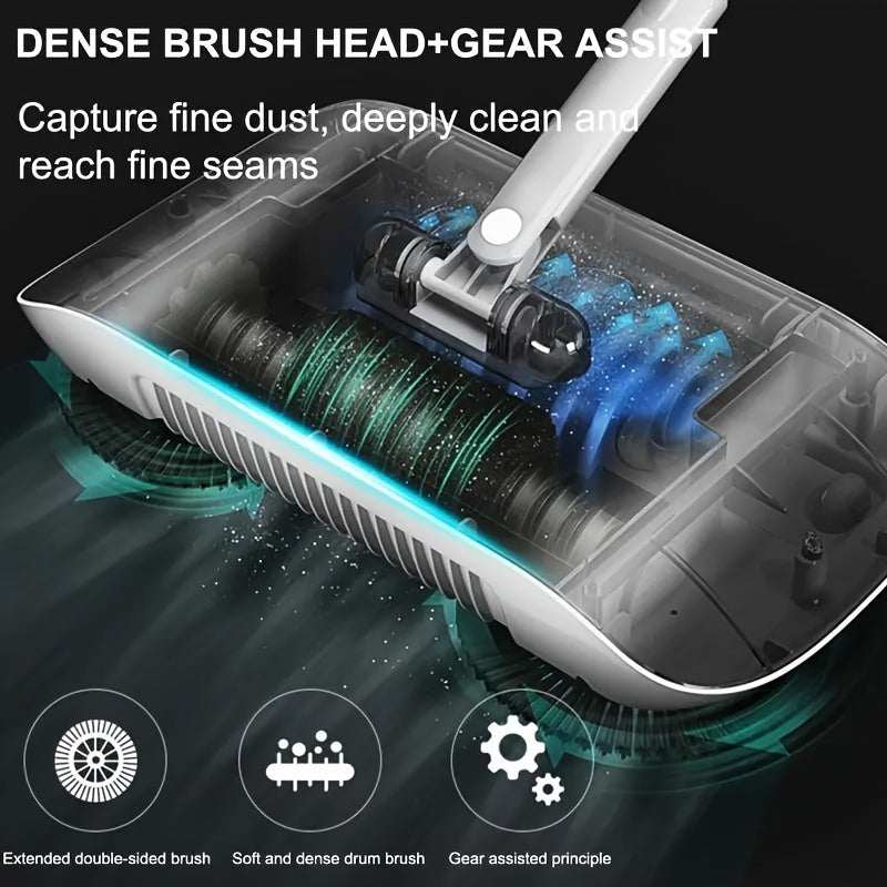 3-in-1 Push Broom with Long Handle for Sweeping Dusting and Mopping