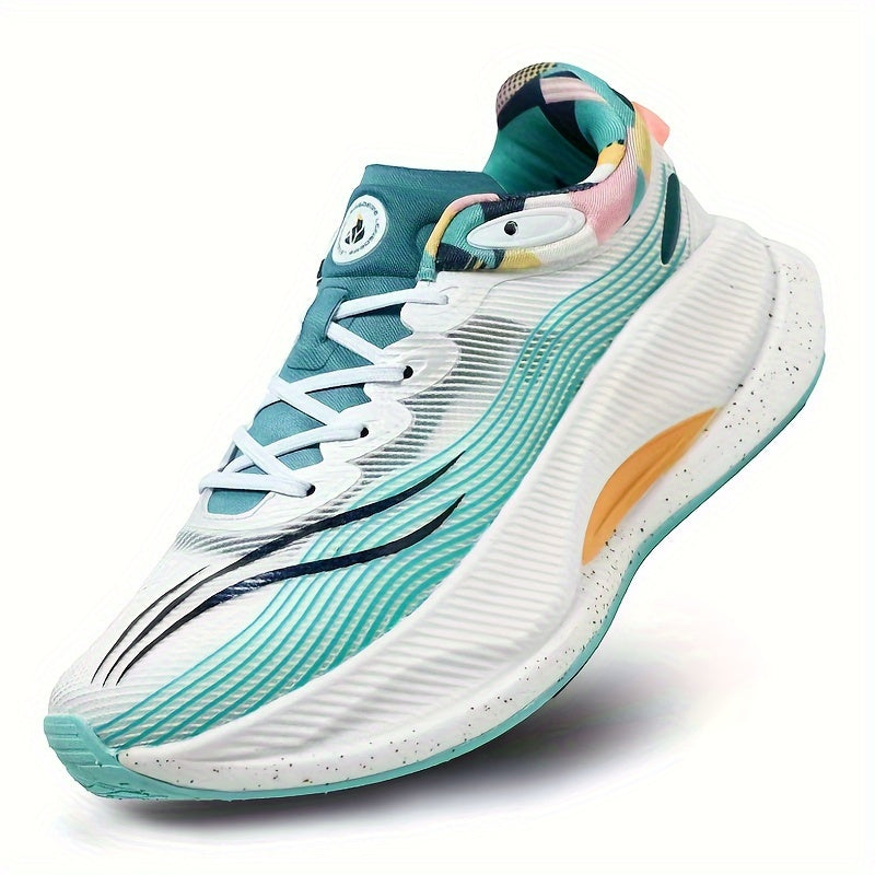 Lightweight Striped Running Shoes for Men and Women Breathable Fabric Rubber Sole Low Top Sneakers for Indoor Outdoor Sports