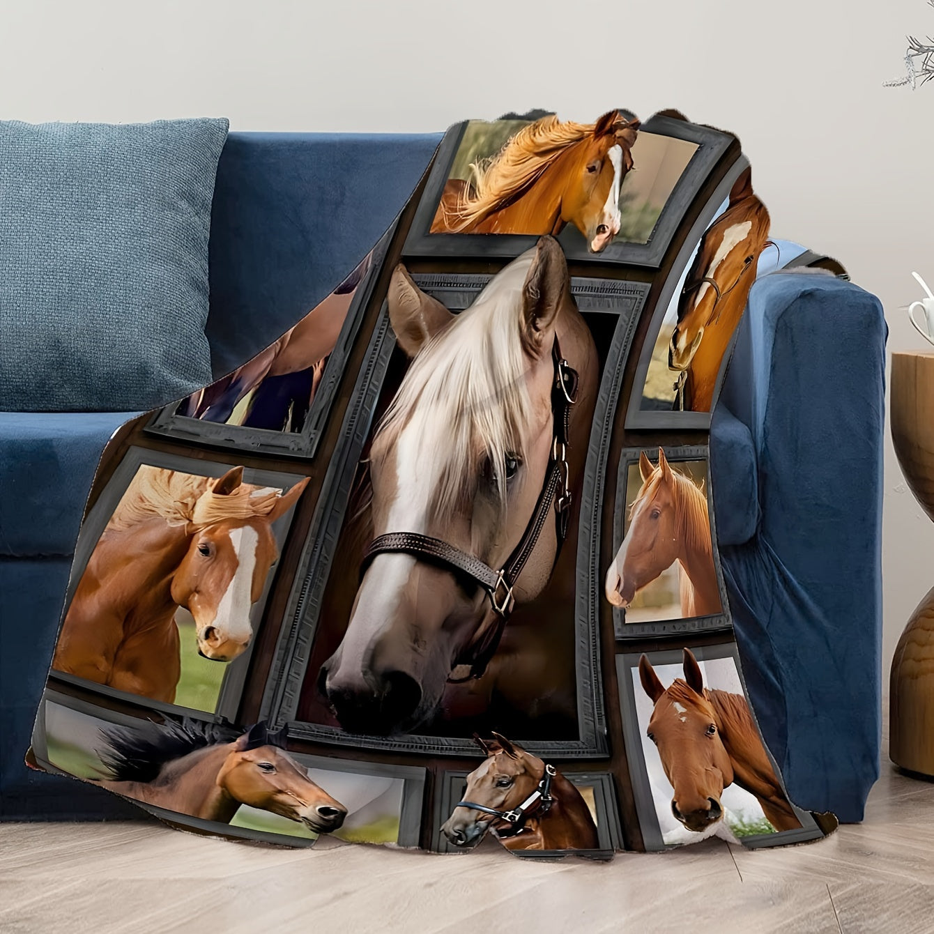 Reversible Soft Flannel Horse Blanket for Kids and Adults Bed Couch Travel