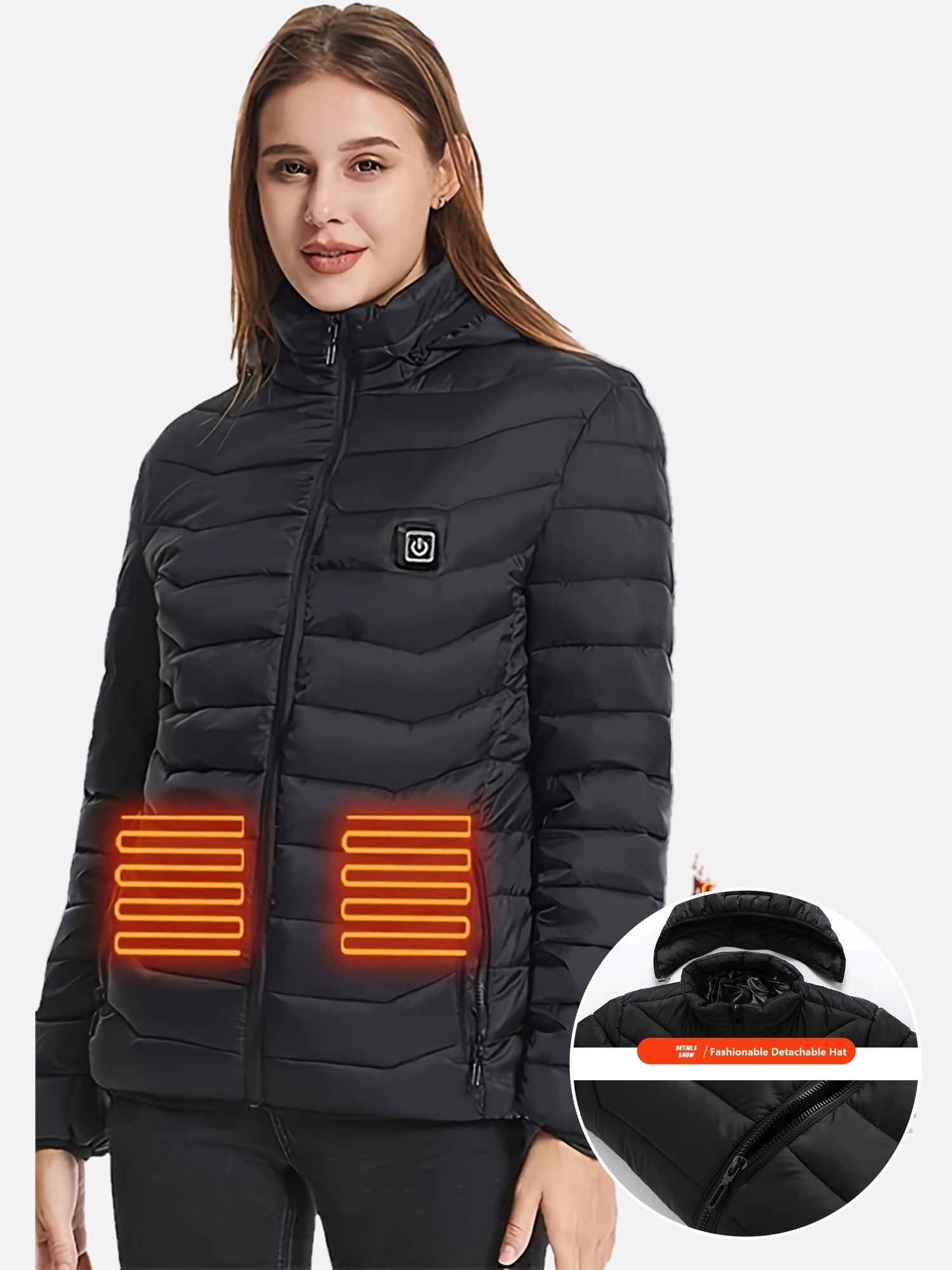 Women's Heated Jacket USB Powered Long Sleeve Plus Size 1XL-4XL