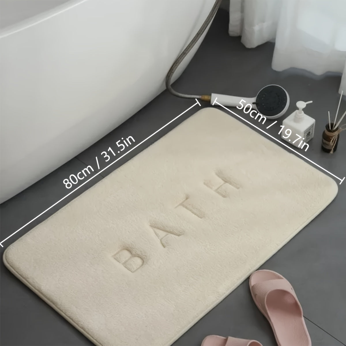 Densely Embroidered Bathroom Mat Non-Slip Polyester Doorway Rug