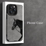Stylish War Horse TPU Phone Case for iPhone 7 to 13 Pro Max with Lens Protection