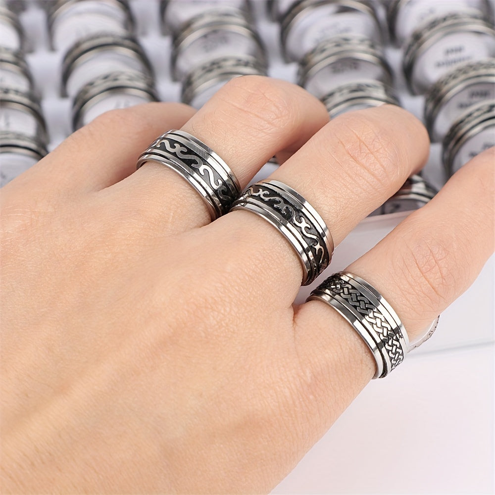 Набор из 20 винтажных колец с капающим маслом для мужчин и женщин - смешивайте и сочетайте вращающийся дизайн для снятия тревожности - идеальный антистрессовый подарок для друзей