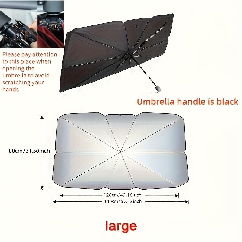 Car Sunshade Foldable UV Protection Windshield Parasol Black