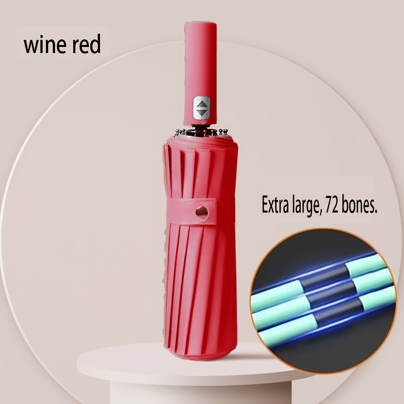 Paraguas automático unisex plegable con 72 varillas reforzadas protección UV resistente al agua