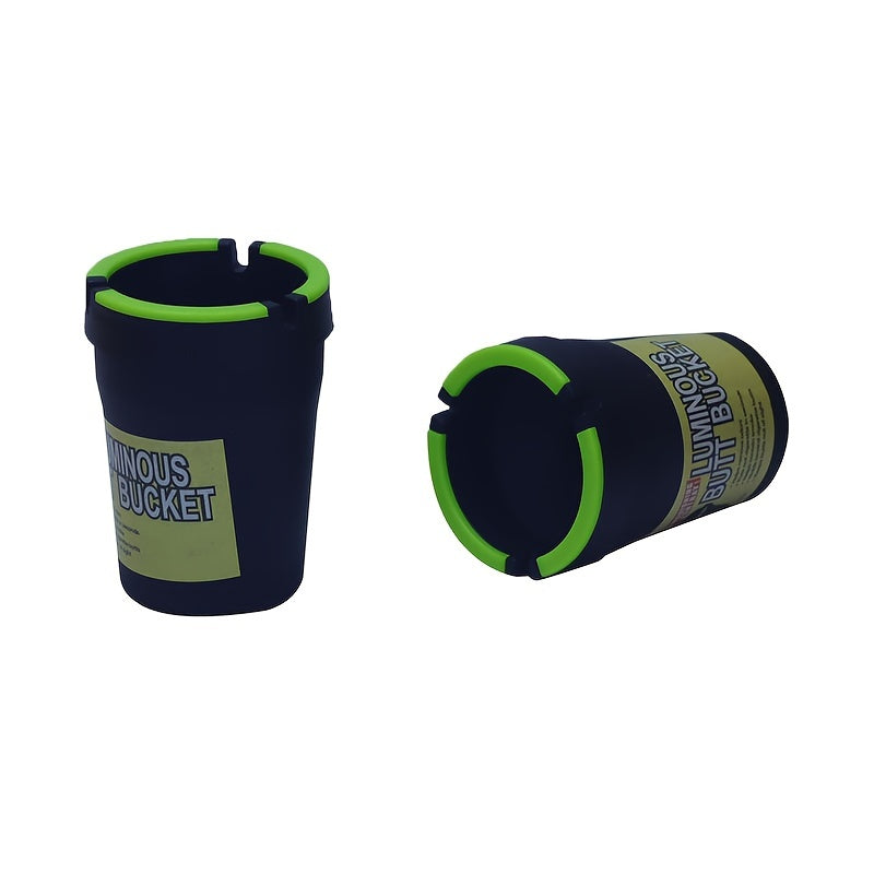 Glow-in-the-Dark Double-Layer Plastic Ashtray for Car and Home, Neon Colors