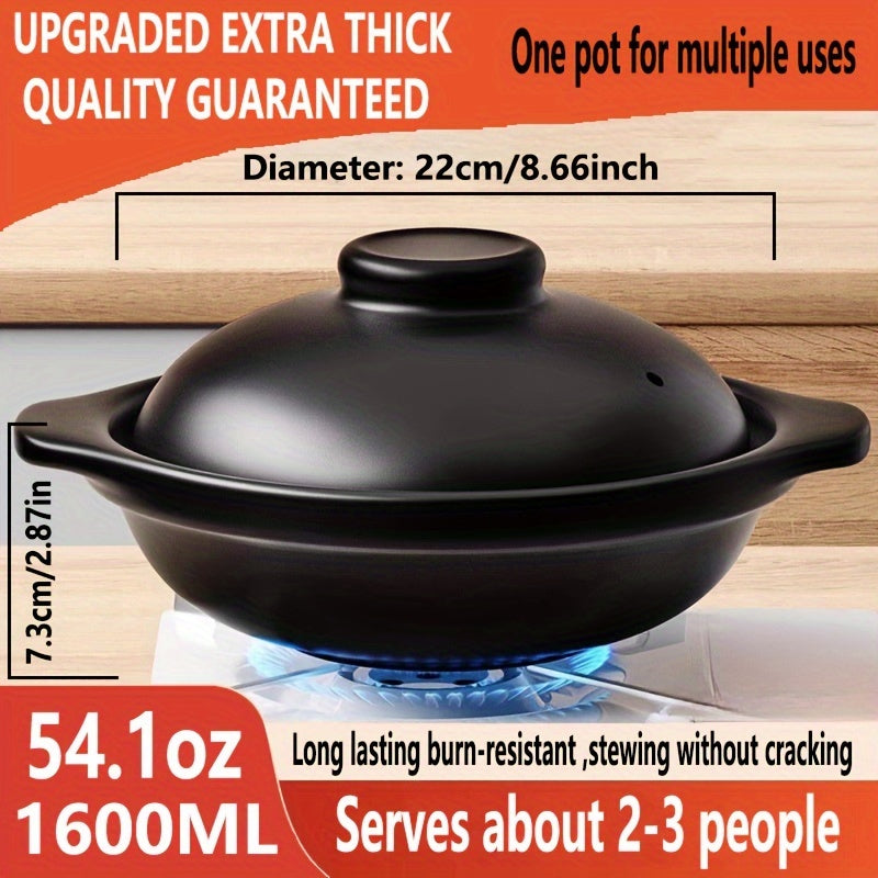 Ceramic Casserole Pot with Lid and Handles Thickened Heat-Resistant Non-Stick Durable for Home and Restaurant