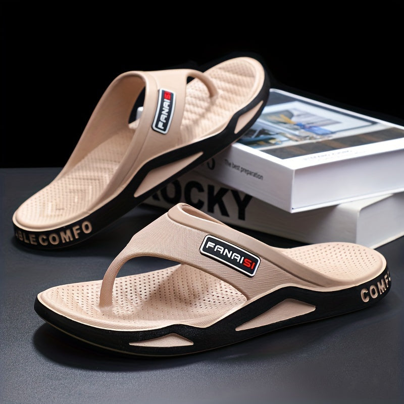 Men's PVC Casual Slip-On Slippers with Round Toe for Outdoor and Daily Use