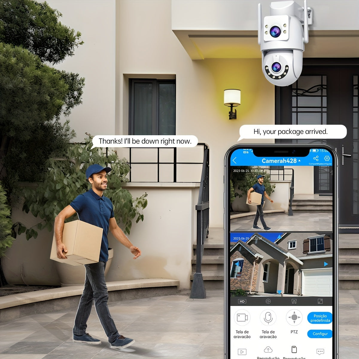 Wireless PTZ Security Camera with 5G WiFi Dual Lens Two-Way Audio Auto Tracking for Elderly Pets and Kids