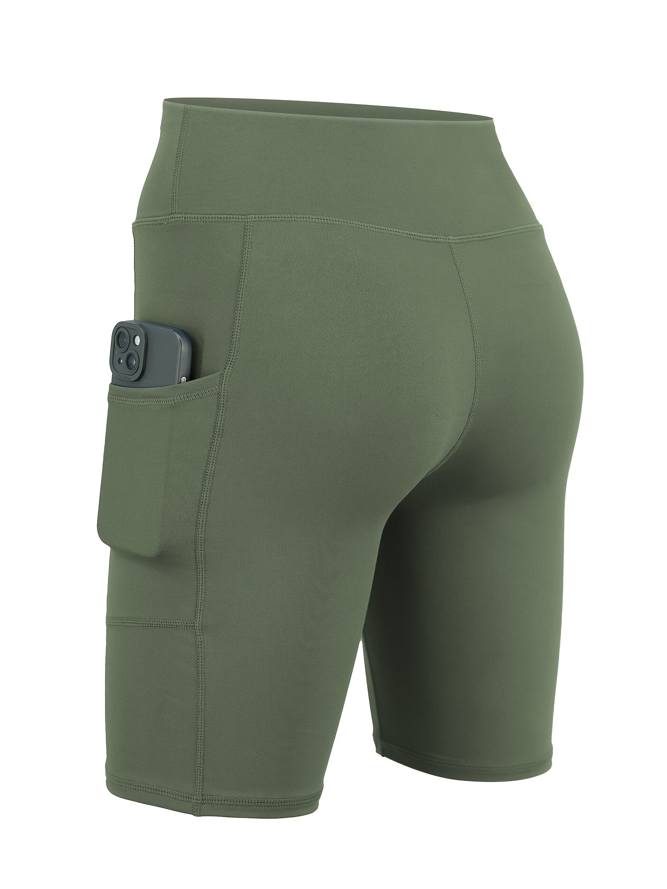 Women's High-Waisted Stretchy Fitness Shorts with Pockets Plus Size Workout Yoga Running