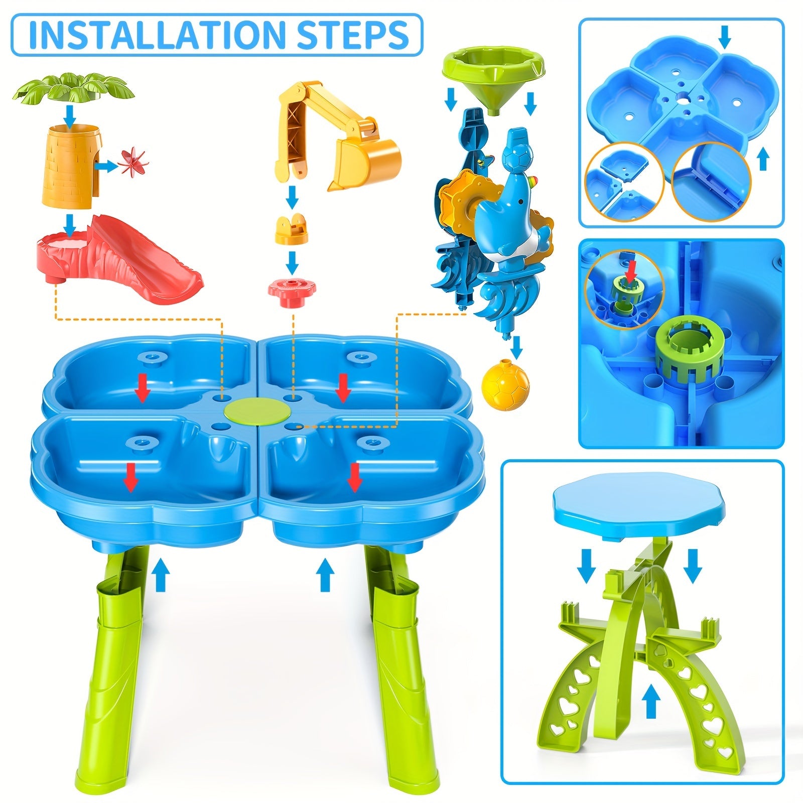Qum Suv Stol, Plyaj Qum Suv O'yinchoqlari, Bolalar va Qizlar uchun Yozgi Tashqi O'yinchoq (Aksessuarlar rangi tasodifiy)
