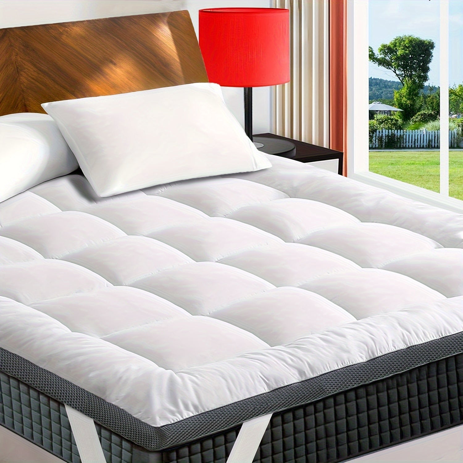 Топпер для матраса сверхтолстый для облегчения боли в спине, дышащая натяжная подкладка до 21 дюйма