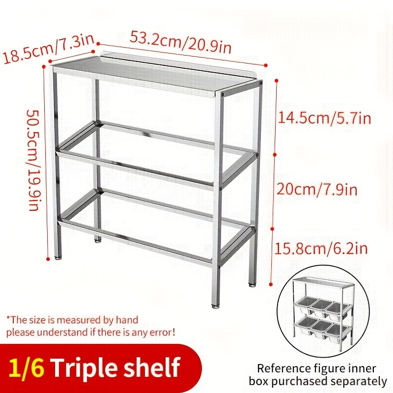 Stainless Steel 3-Tier Kitchen Organizer with Lids for Spices Fruits Storage