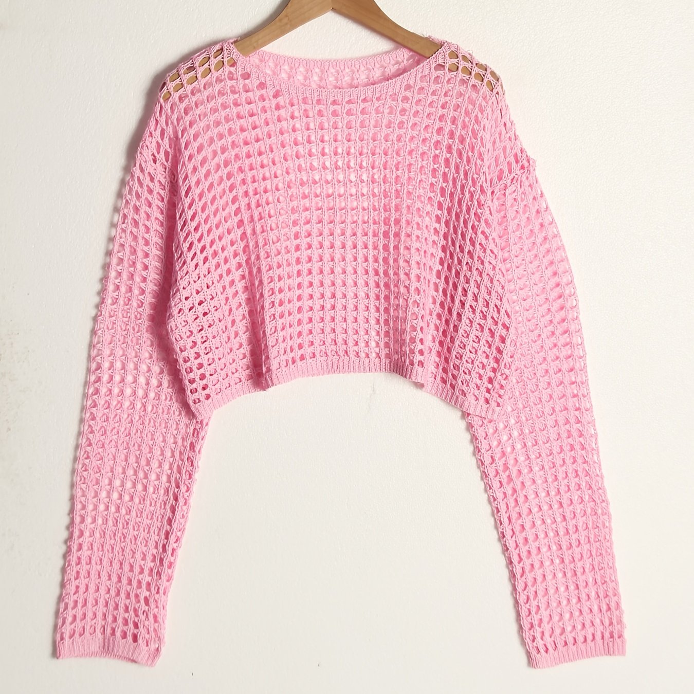 Women's Polyester Crew Neck Knit Top with Long Sleeves Sun Protection Short Length