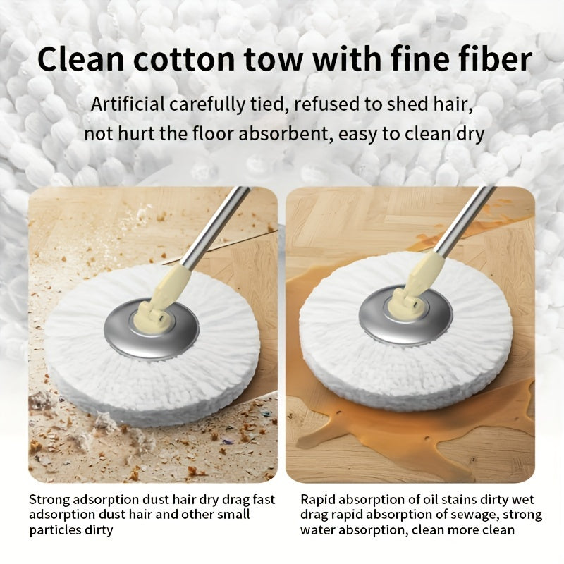 Quvvatli zanglamas po'latdan yasalgan aylanuvchi mopa to'plami, 3 ta qayta ishlatiladigan pad bilan - oshxona, hammom va yashash xonasi pollarini tozalash uchun ideal