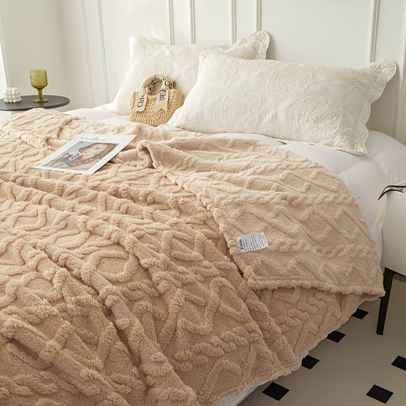 Plaid Taffeta Throw Blanket Polyester Diamond Pattern Lightweight Knit All-Season