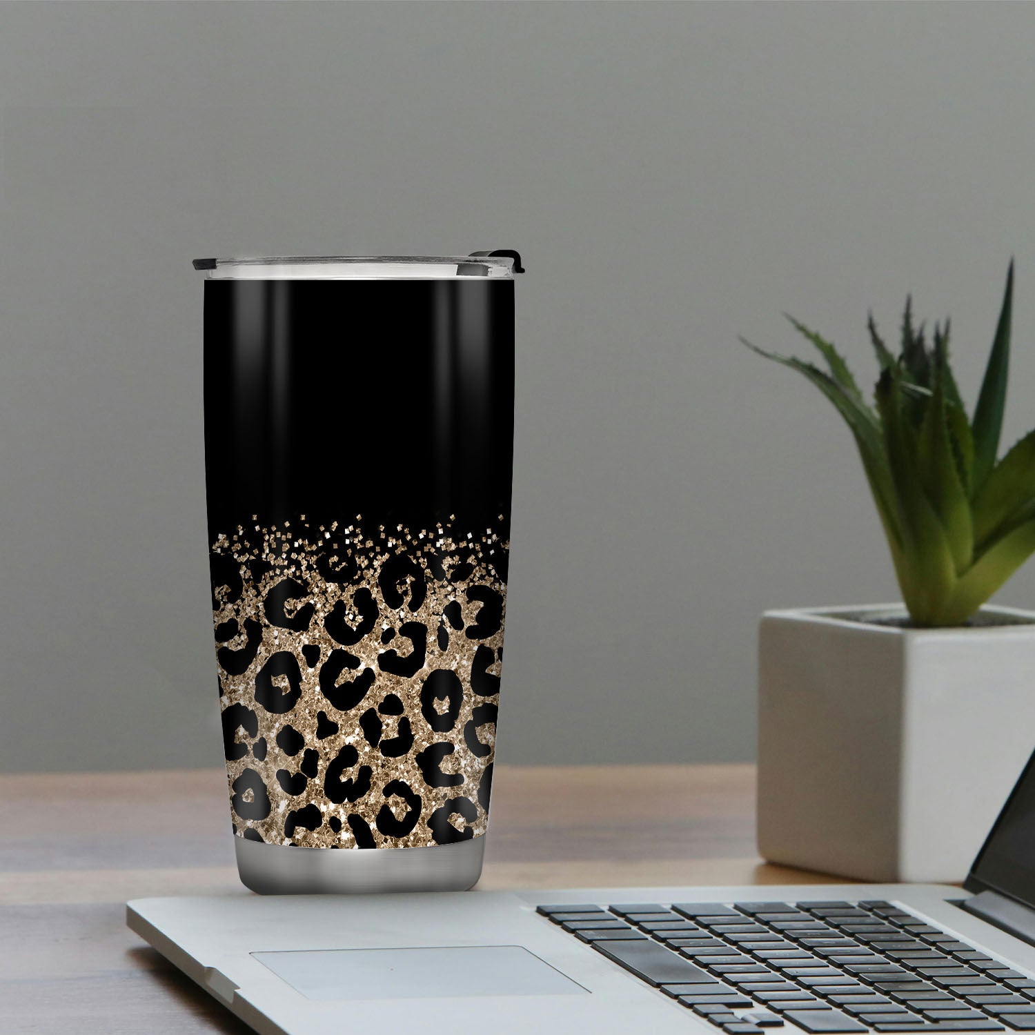 Leopard Print Travel Mug 20oz Stainless Steel Insulated Coffee Cup with Lid