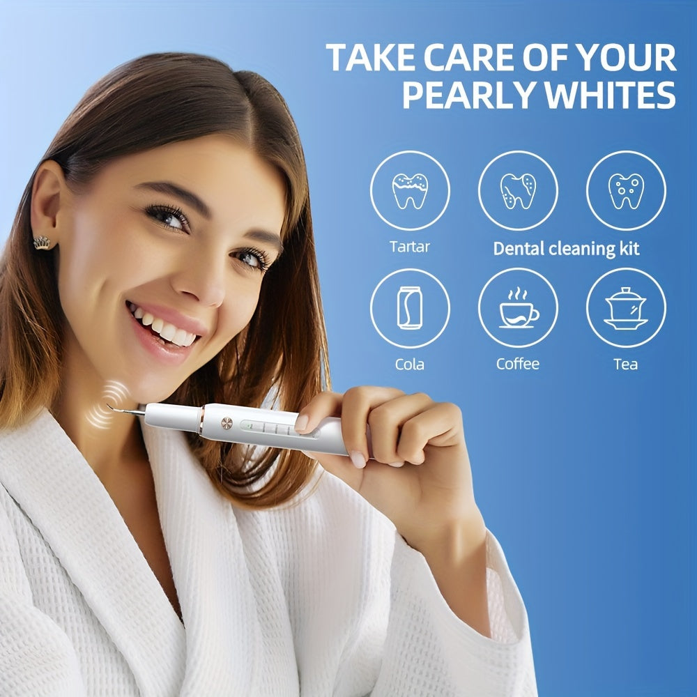 Kit de limpieza dental con luz LED, 5 modos, cabezales reemplazables, recargable