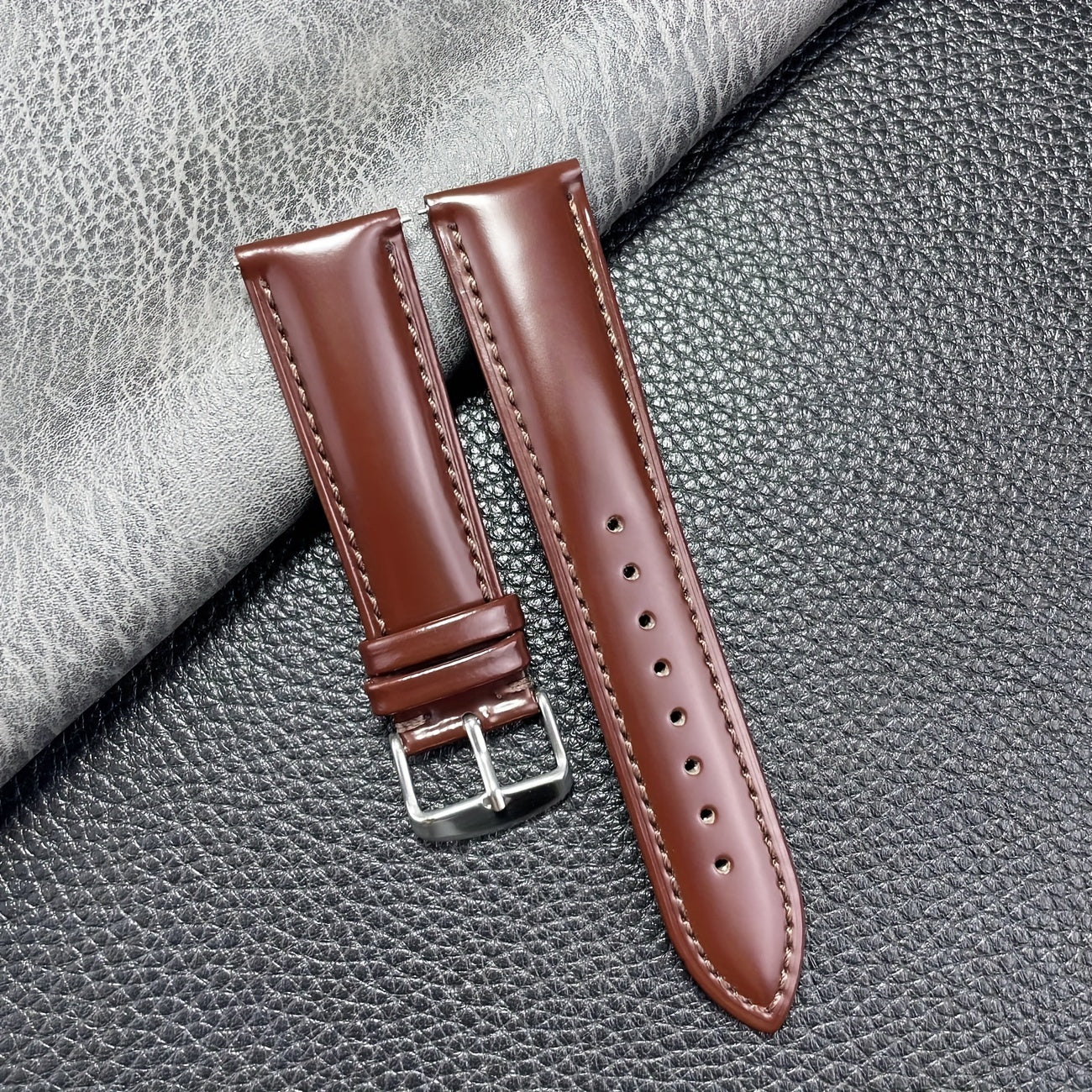 Genuine Leather Watch Strap 18-22mm Quick Release Hand Stitched Horsehide Unisex