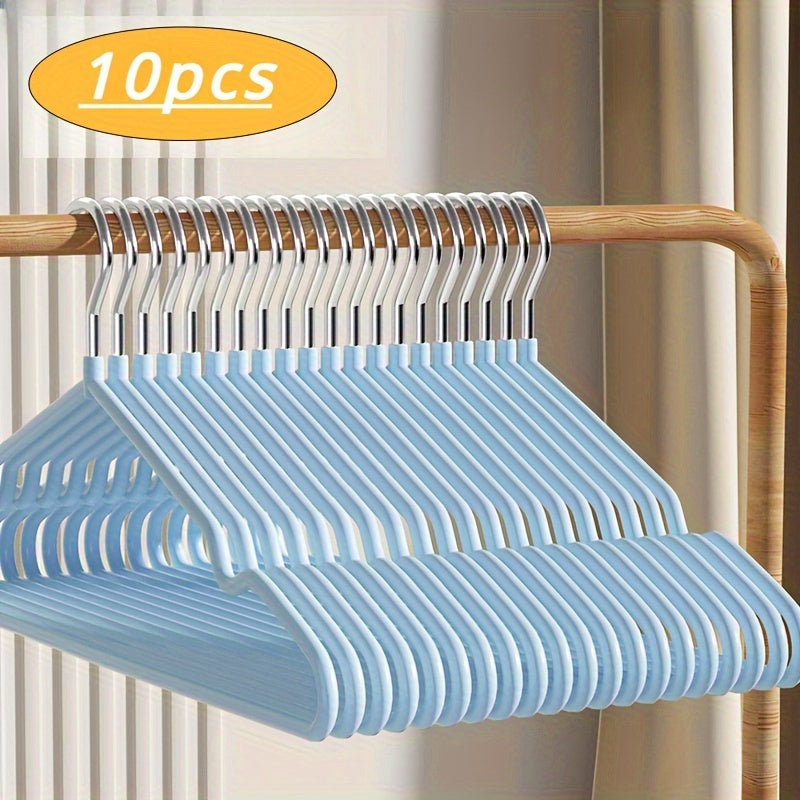 Set of 10 Metal Clothes Hangers Non-Slip Plastic Coated Sturdy Adult Hangers for Air Drying and Organization