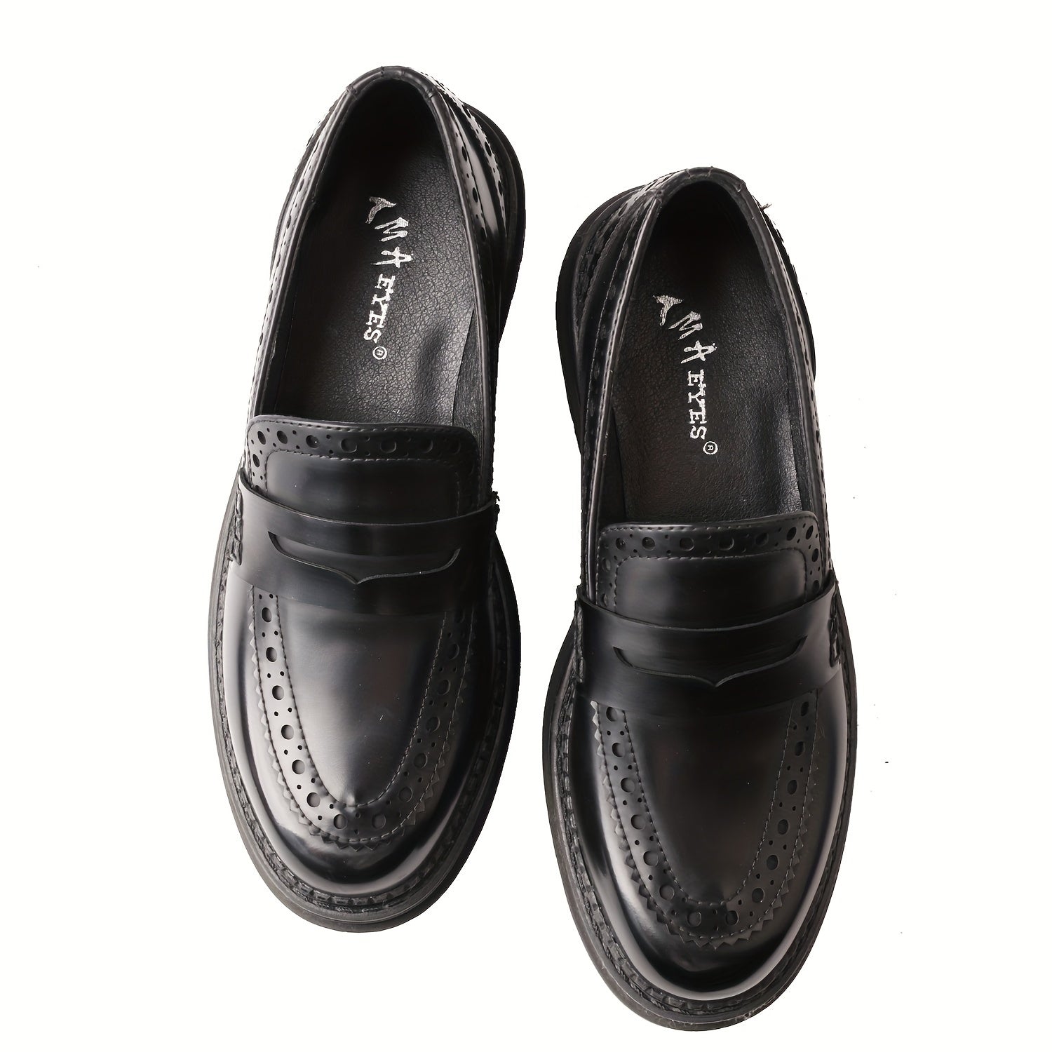 Women's Microfiber Leather Penny Loafers Thick Sole Coarse Heel Black