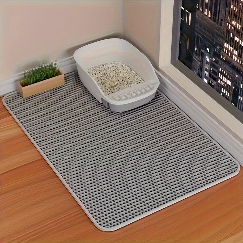 Double Layer EVA Cat Litter Mat with Honeycomb Design Non-Slip Washable Traps Litter and Waste