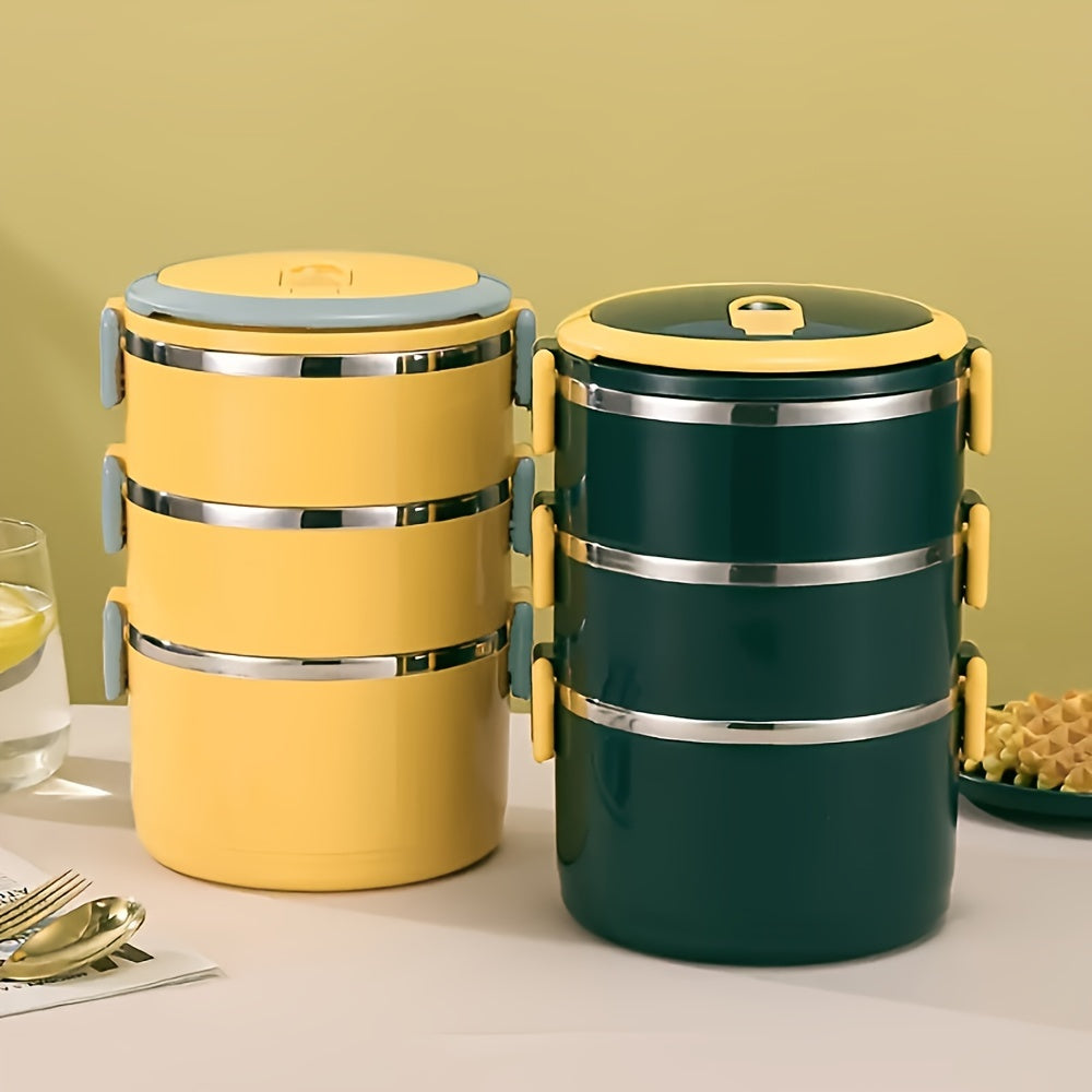 Large Capacity Three-Layer Stainless Steel Food Storage Container