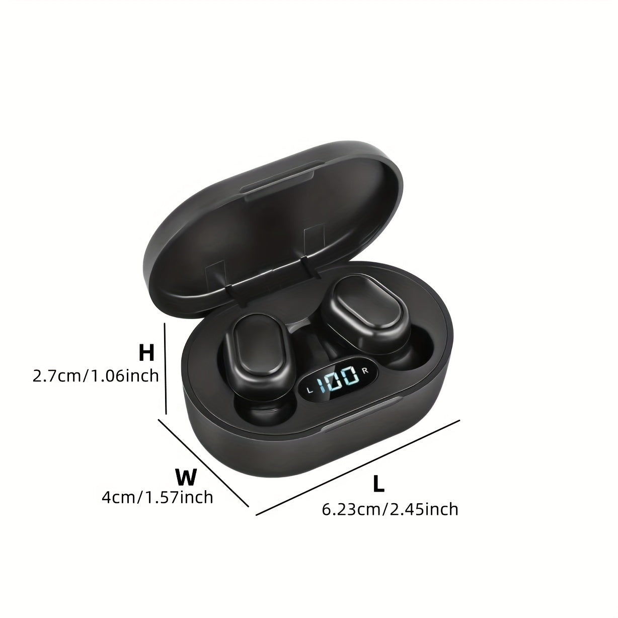 Wireless Earbuds with Digital Display Noise Cancelling Voice Calls 150mAh Rechargeable