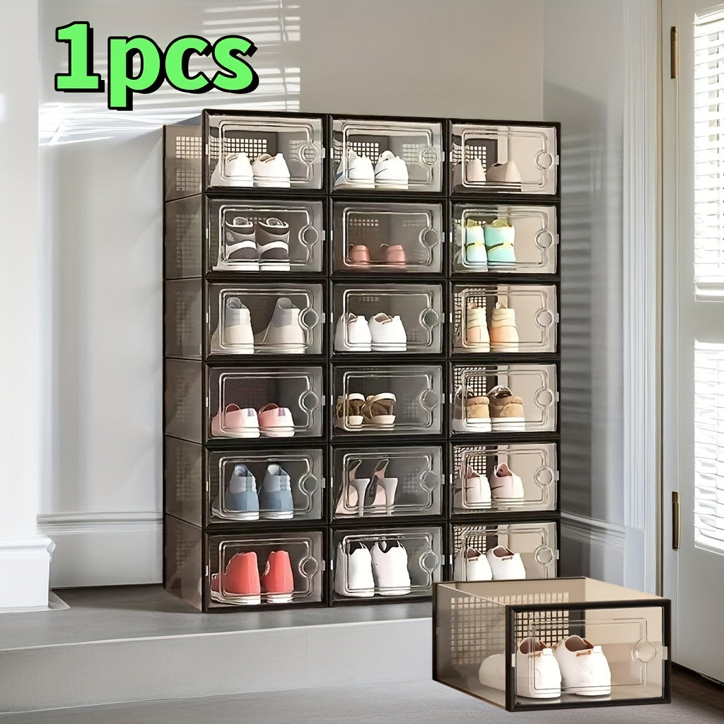 Clear Plastic Shoe Storage Boxes with Lids, Collapsible Stackable Organizer in Packs of 2 12 18 24