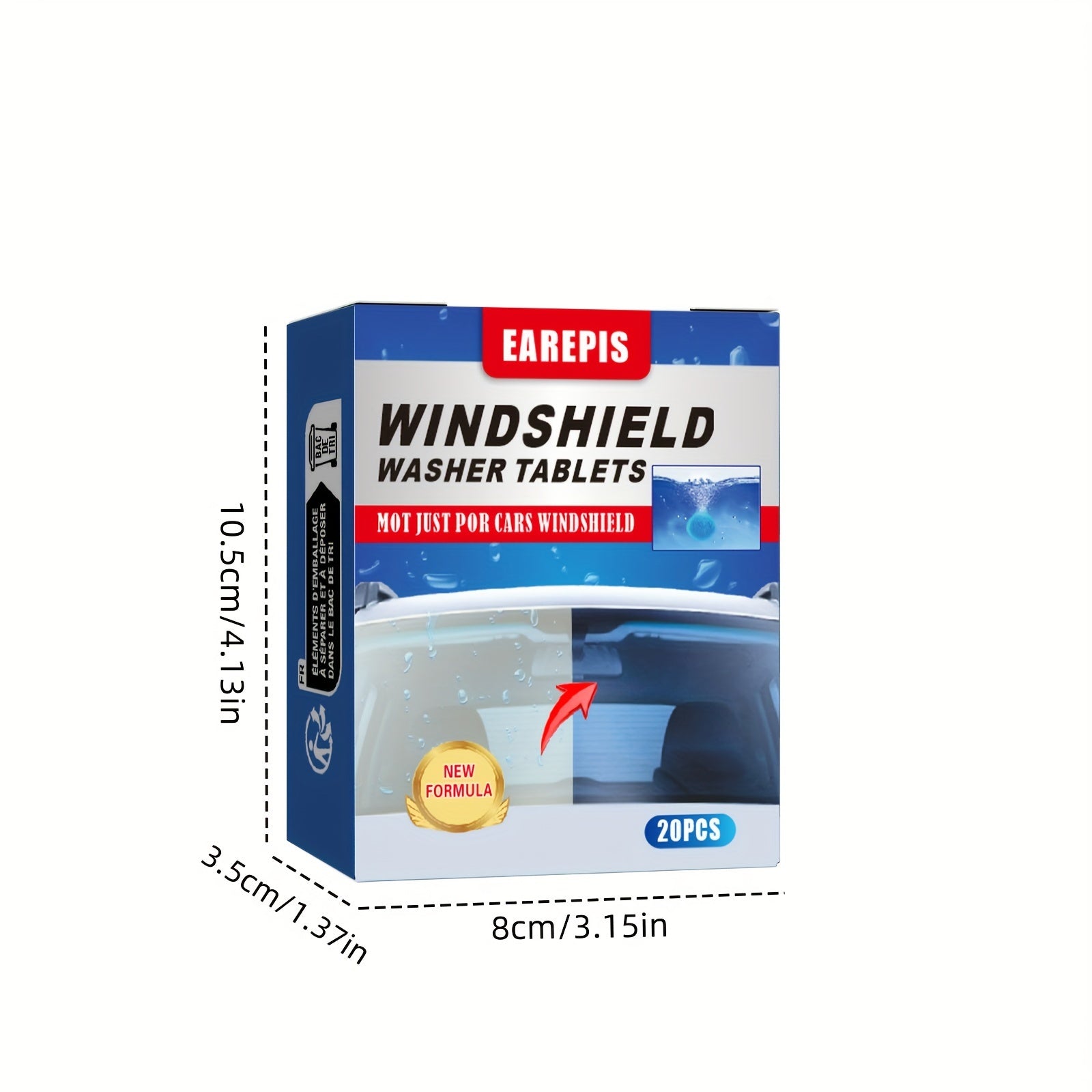 Car Glass Cleaner Tablets, Concentrated, Removes Oil and Fog, Restores Clarity