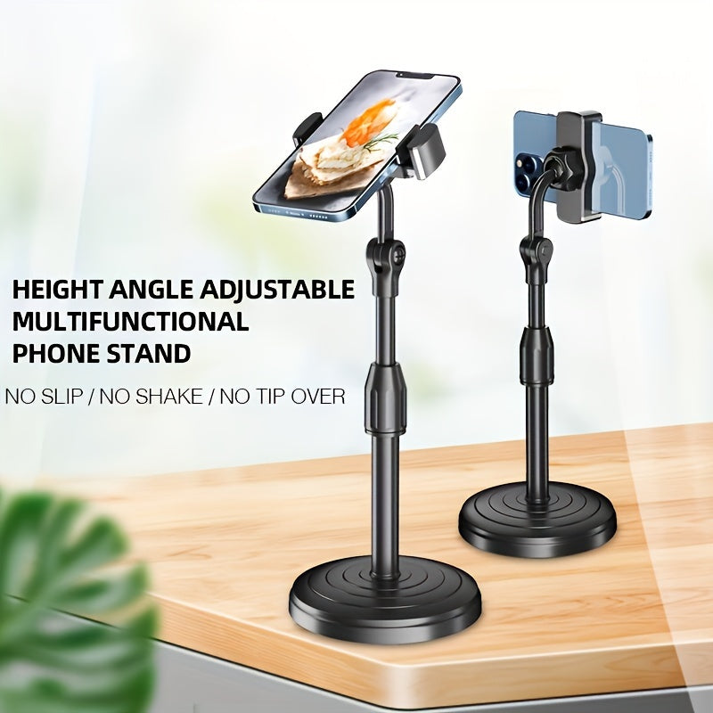 Adjustable Phone Stand Holder with Weighted Chassis Waterproof Plastic for Hands-Free Use