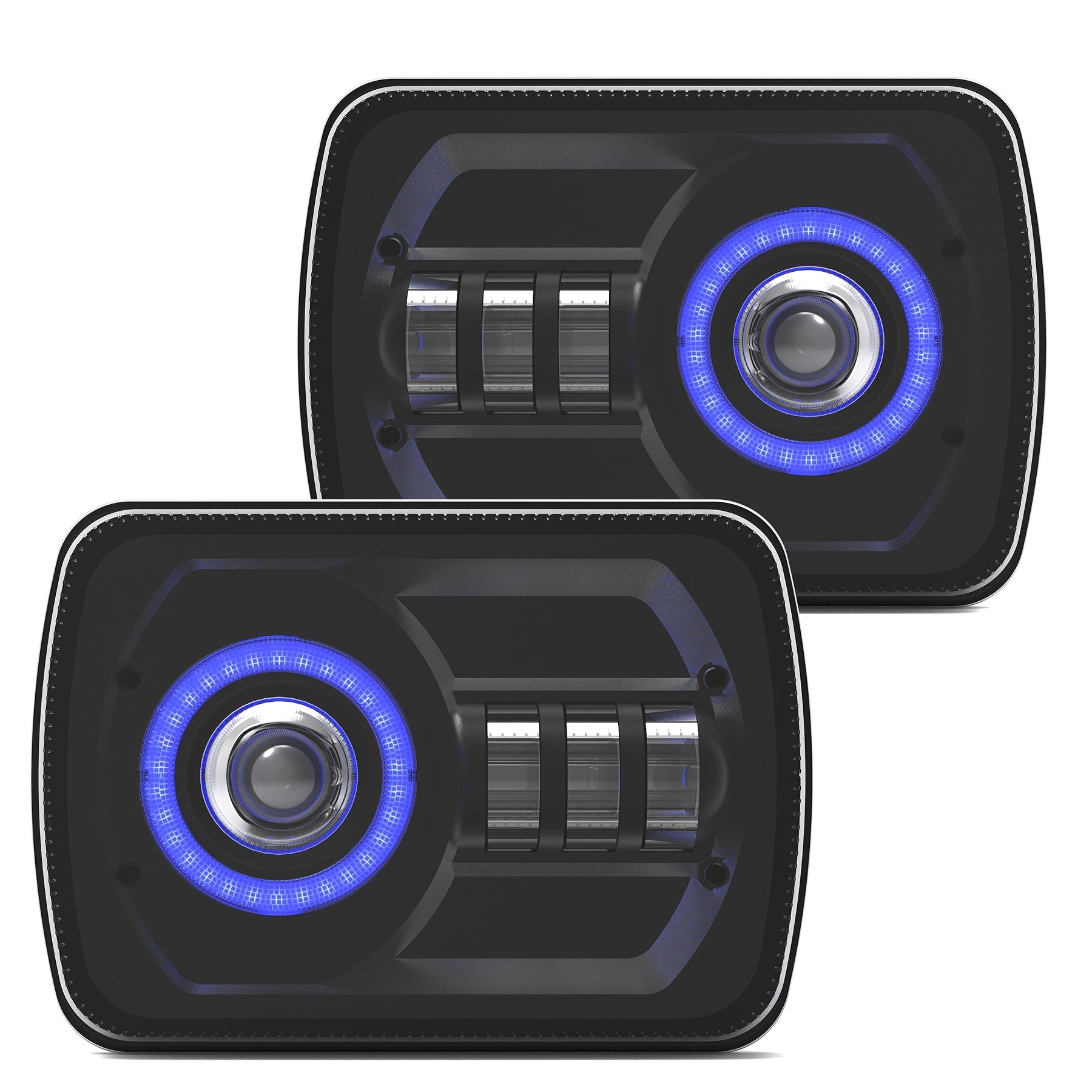 Universal LED Headlights 5x7 with Blue Halo and Amber Turn Signal