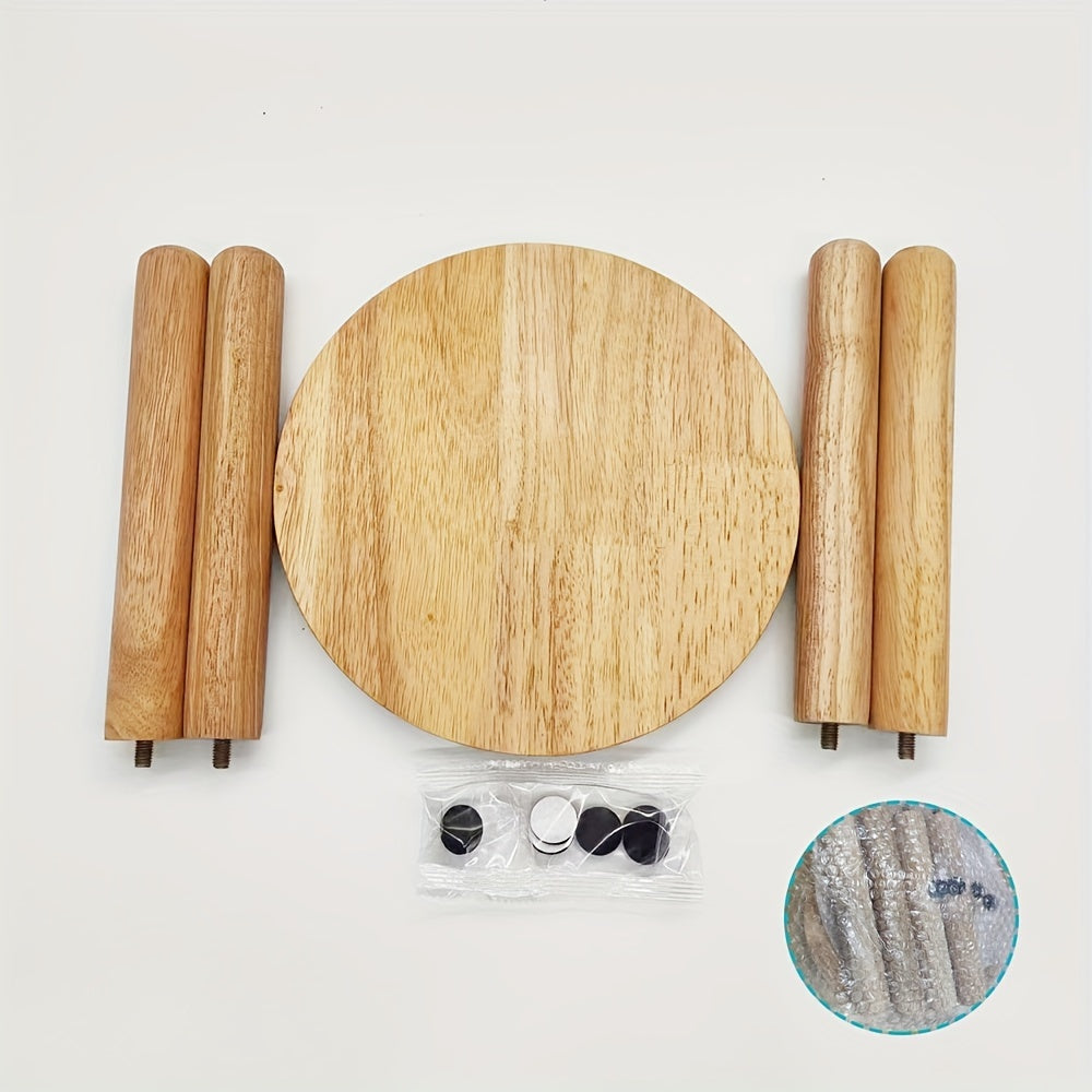 Otomana redonda de madera maciza para adultos acabado natural decoración para el hogar multifunción