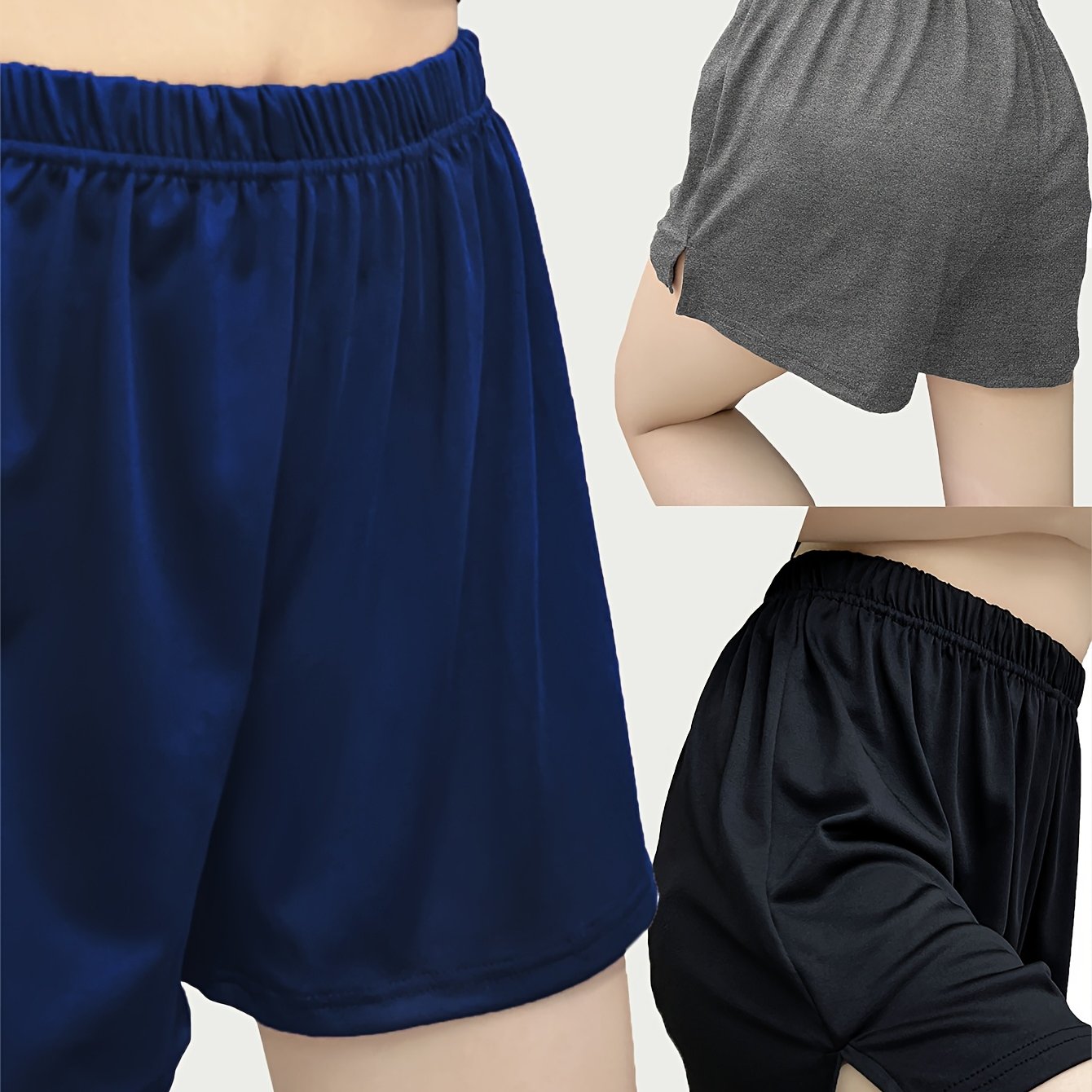 Women's Plus Size Pajama Bottoms Set Elastic Waist Casual Lounge Shorts 3 Pack