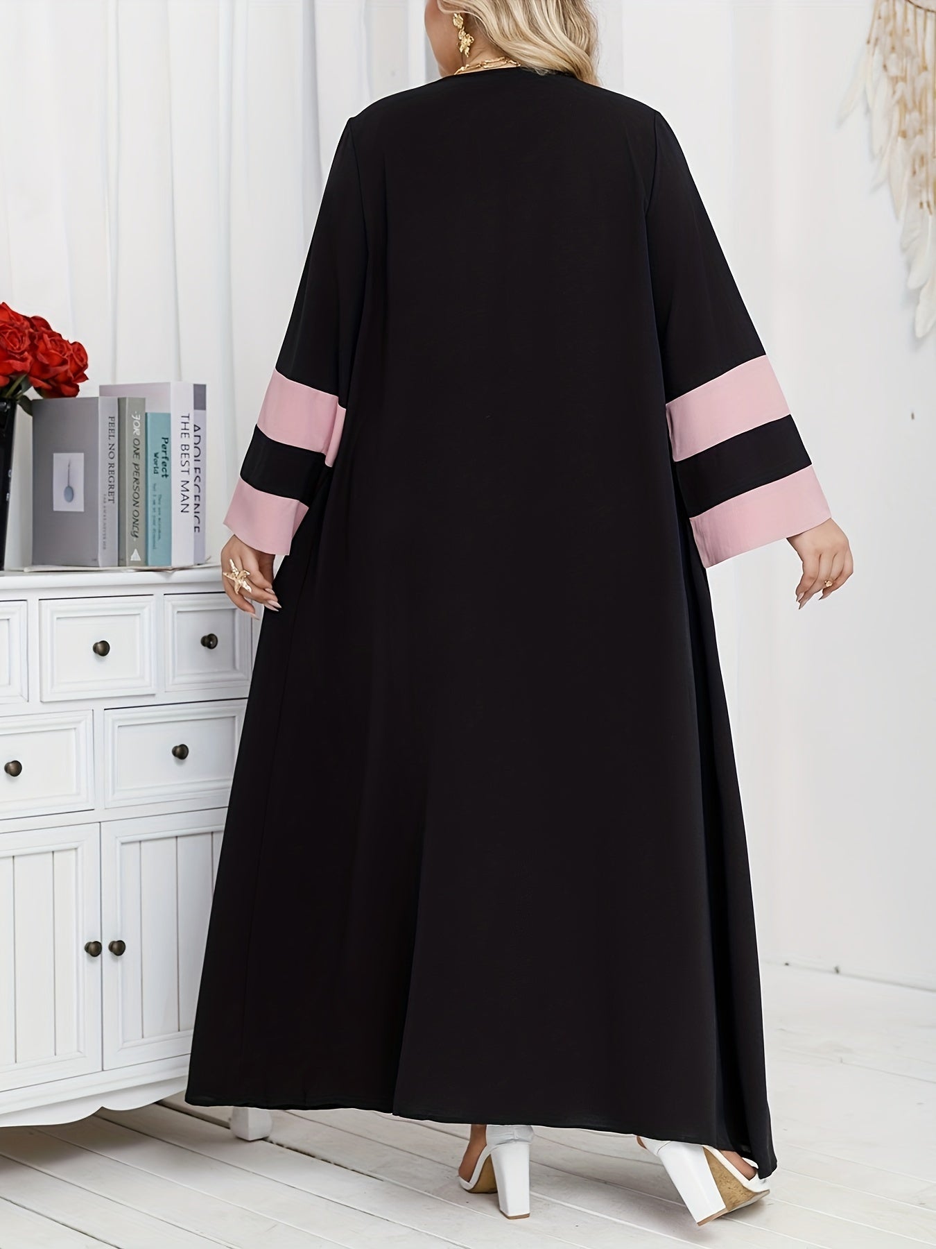 Plus size ayollar uchun kardigan ro‘ba kontrast patchwork mini kiyim