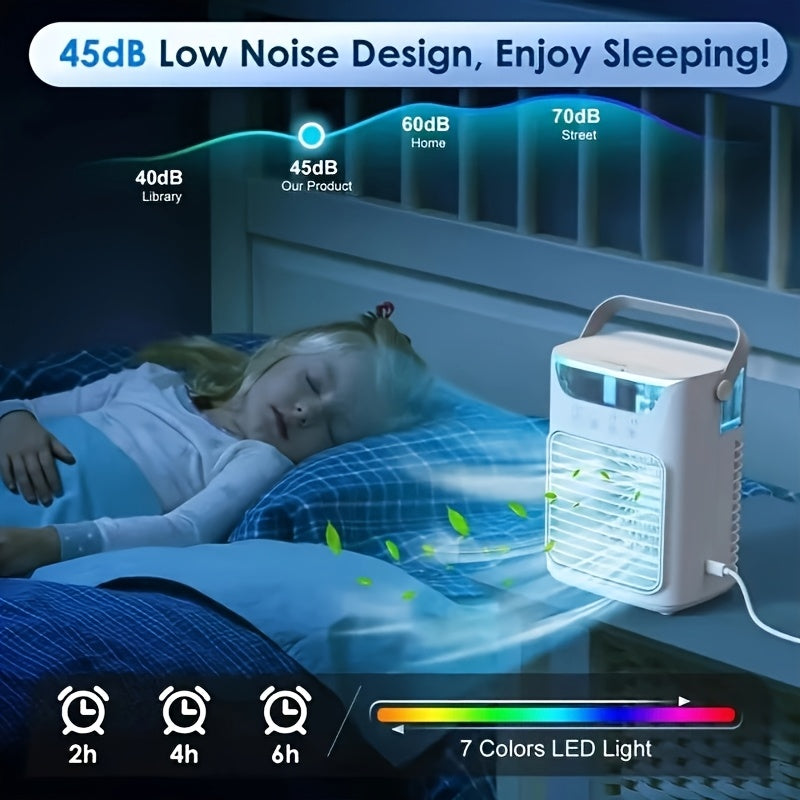 Portable USB Powered Evaporative Air Conditioner with 700ml Water Tank, Desktop Cooling Fan for Bedroom Office Living Room